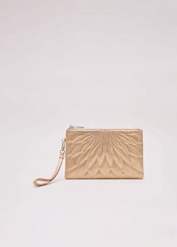 Phase Eight Gold Leather Crossover Stitch Bags Gold Australia | LY1940835